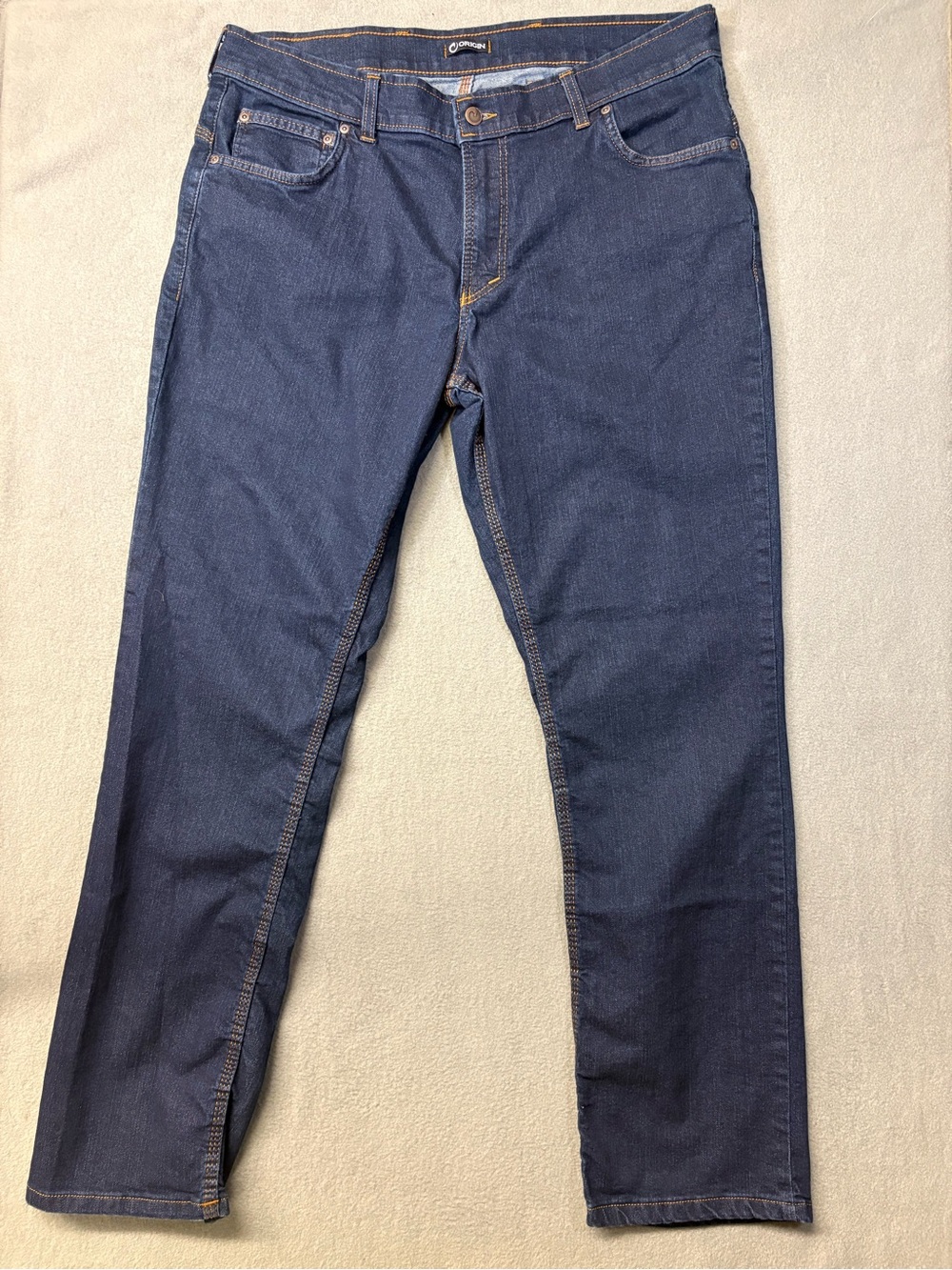 Origin Maine Factory Jeans 36x32 Blue Dark Wash Straight Workwear Made In USA